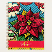Gepersonaliseerde Retro Comic Book Pop Art Poinset Planner (Voorkant)