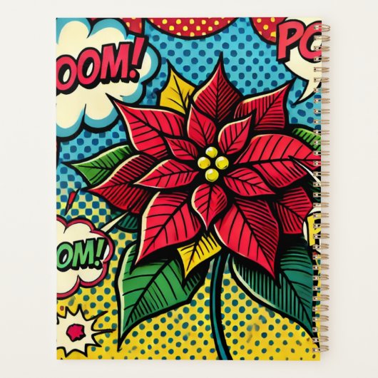 Gepersonaliseerde Retro Comic Book Pop Art Poinset Planner (Achterkant)