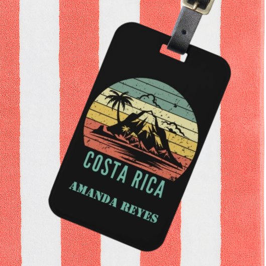 Gepersonaliseerde Retro Costa Rica Beach Bagagelabel