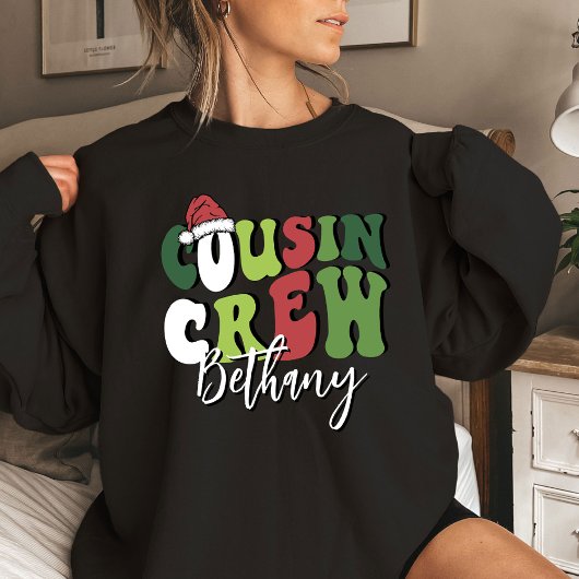 Gepersonaliseerde Retro Cousin Crew Kerst Matching Tri-Blend Shirt