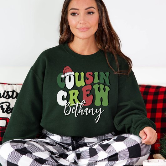 Gepersonaliseerde Retro Cousin Crew Kerst Matching Tri-Blend Shirt