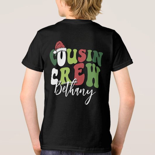 Gepersonaliseerde Retro Cousin Crew Kerst Matching Tri-Blend Shirt (Achterkant)