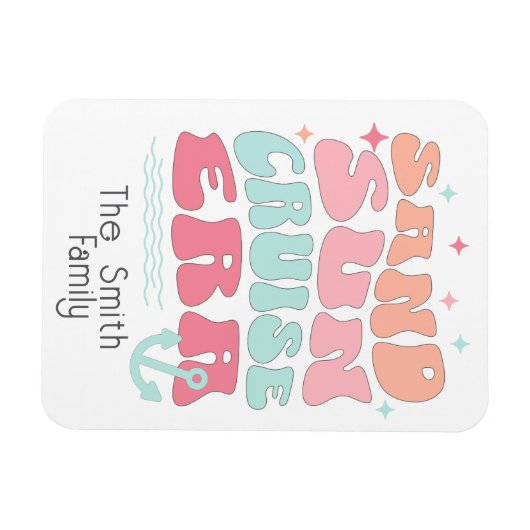 Gepersonaliseerde Retro Cruise Era Familienaam Magneet (Horizontaal)