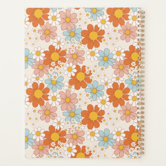 Gepersonaliseerde Retro Daisy Floral Monogram Plan Planner (Achterkant)