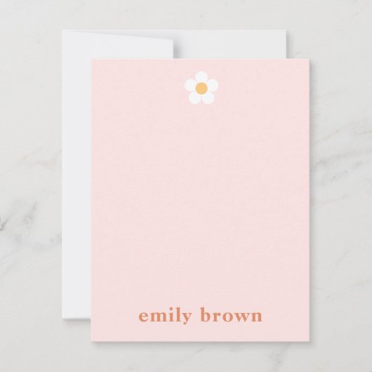 Gepersonaliseerde Retro Daisy Note Kaart (Voorkant)