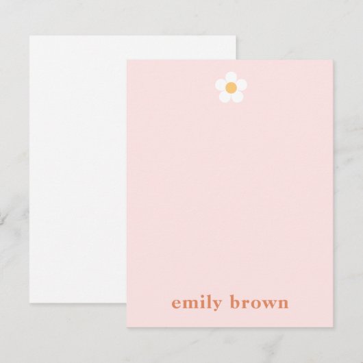 Gepersonaliseerde Retro Daisy Note Kaart (Voorkant / Achterkant)