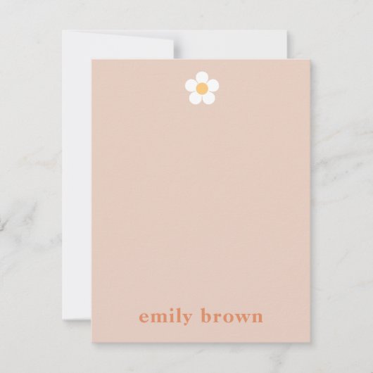 Gepersonaliseerde Retro Daisy Note Kaart (Voorkant)