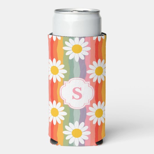 Gepersonaliseerde Retro Daisy Seltzer Blikjeskoeler (Seltzer Voorkant)