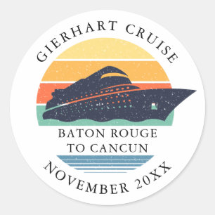 Gepersonaliseerde Retro Familiecruise Reis Ronde Sticker