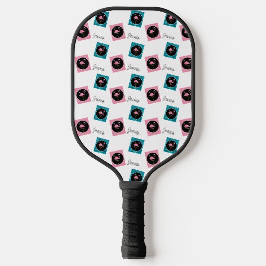 Gepersonaliseerde Retro Flamingo Pickleball Paddle (Voorkant)