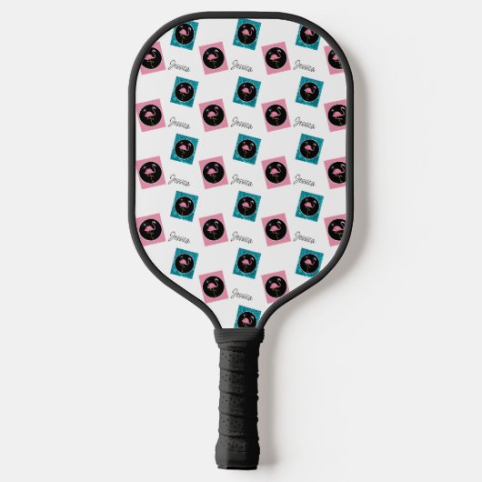 Gepersonaliseerde Retro Flamingo Pickleball Paddle (Achterkant)