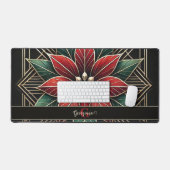 Gepersonaliseerde Retro Floral Art Deco Poinsettia Bureaumat (Keyboard & Muis)