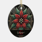 Gepersonaliseerde Retro Floral Art Deco Poinsettia Keramisch Ornament (Rechts)