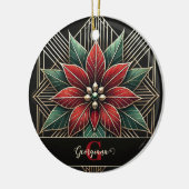 Gepersonaliseerde Retro Floral Art Deco Poinsettia Keramisch Ornament (Links)