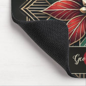 Gepersonaliseerde Retro Floral Art Deco Poinsettia Muismat (Hoek)