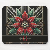 Gepersonaliseerde Retro Floral Art Deco Poinsettia Muismat (Voorkant)