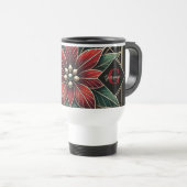 Gepersonaliseerde Retro Floral Art Deco Poinsettia Reisbeker (Voorkant rechts)