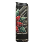 Gepersonaliseerde Retro Floral Art Deco Poinsettia Thermosbeker (Geroteerd rechts)