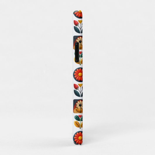 Gepersonaliseerde Retro Folk Bloemenmonogram Case-Mate iPhone Case (Achterkant/rechts)