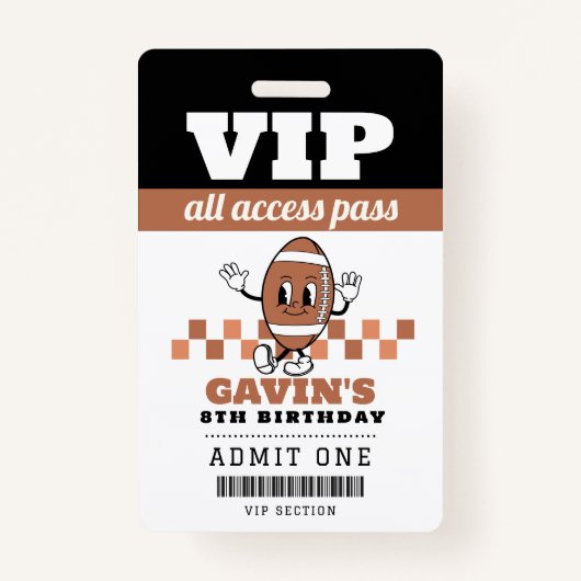 Gepersonaliseerde Retro Football Verjaardagsfeest  Badge (Voorkant)