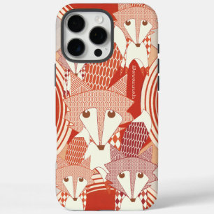 Gepersonaliseerde Retro Fox Art Red Retro iPhone 5 16 Pro Max Hoesje