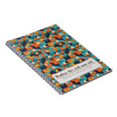 Gepersonaliseerde Retro Funky Sinaasappel-Blauwgro Notitieboek (Rechterzijde)