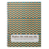 Gepersonaliseerde Retro Funky Sinaasappel-Blauwgro Notitieboek (Voorkant)