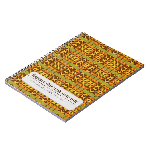 Gepersonaliseerde Retro Funky Sinaasappel-Blauwgro Notitieboek (Linkerzijde)