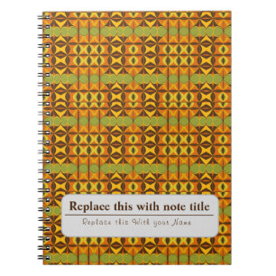 Gepersonaliseerde Retro Funky Sinaasappel-Blauwgro Notitieboek