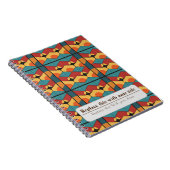 Gepersonaliseerde Retro Funky Sinaasappel-Blauwgro Notitieboek (Rechterzijde)