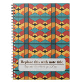 Gepersonaliseerde Retro Funky Sinaasappel-Blauwgro Notitieboek (Voorkant)