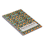 Gepersonaliseerde Retro Funky Sinaasappel-Blauwgro Notitieboek (Rechterzijde)