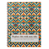 Gepersonaliseerde Retro Funky Sinaasappel-Blauwgro Notitieboek (Voorkant)