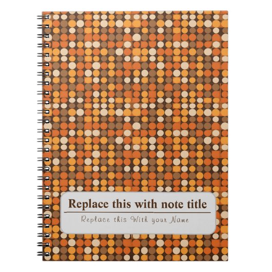 Gepersonaliseerde retro funky Sinaasappel-bruin Notitieboek (Voorkant)