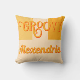 Gepersonaliseerde Retro Geel Kussen