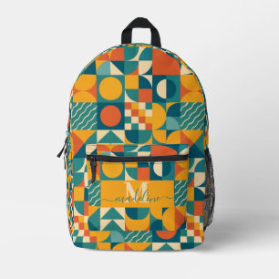 Gepersonaliseerde Retro Geometrische Kleurrijk Bedrukte Rugzak
