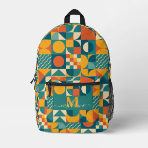 Gepersonaliseerde Retro Geometrische Kleurrijk Bedrukte Rugzak