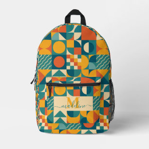 Gepersonaliseerde Retro Geometrische Kleurrijk Bedrukte Rugzak