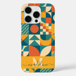 Gepersonaliseerde Retro Geometrische Kleurrijk iPhone 16 Pro Hoesje