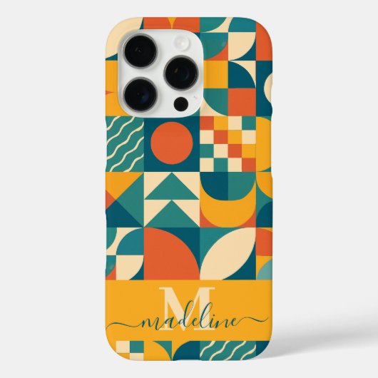 Gepersonaliseerde Retro Geometrische Kleurrijk Case-Mate iPhone Case (Achterkant)