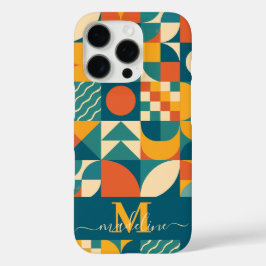Gepersonaliseerde Retro Geometrische Kleurrijk iPhone 16 Pro Hoesje