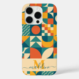 Gepersonaliseerde Retro Geometrische Kleurrijk iPhone 16 Pro Hoesje