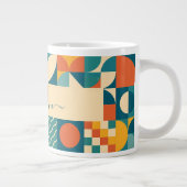 Gepersonaliseerde Retro Geometrische Kleurrijk Grote Koffiekop (Rechts)