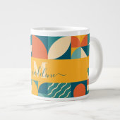 Gepersonaliseerde Retro Geometrische Kleurrijk Grote Koffiekop (Voorkant rechts)