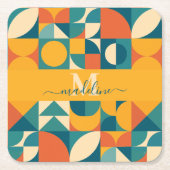 Gepersonaliseerde Retro Geometrische Kleurrijk Kartonnen Onderzetters (Voorkant)