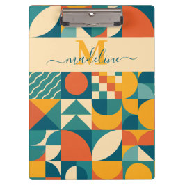 Gepersonaliseerde Retro Geometrische Kleurrijk Klembord