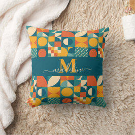 Gepersonaliseerde Retro Geometrische Kleurrijk Kussen