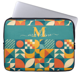 Gepersonaliseerde Retro Geometrische Kleurrijk Laptop Sleeve