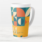 Gepersonaliseerde Retro Geometrische Kleurrijk Latte Mok (Rechterhoek)