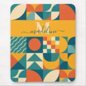 Gepersonaliseerde Retro Geometrische Kleurrijk Muismat (Voorkant)